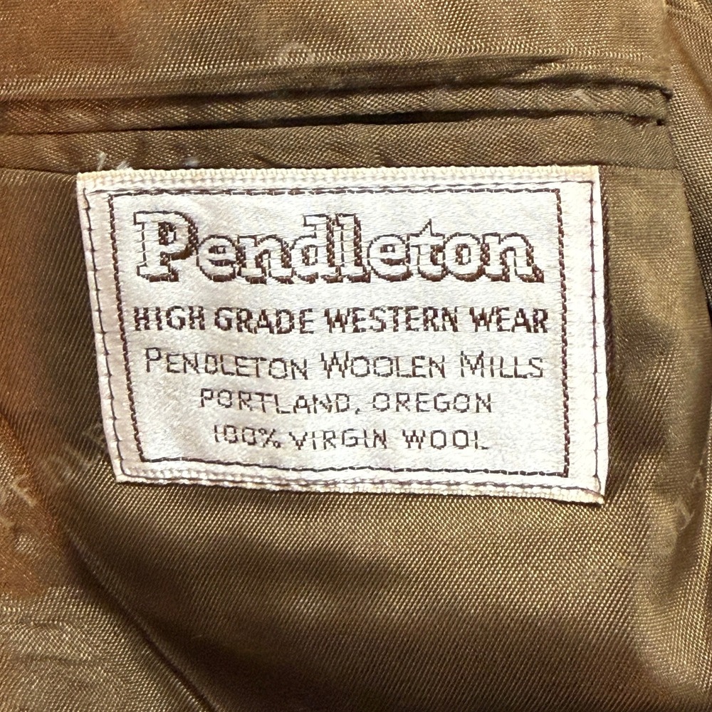 Vintage Pendleton High Grade Western Wear Wool Herringbone Blazer Brown READ - Picture 10 of 16